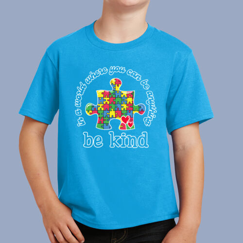 Youth - Be Kind Puzzle Piece T-Shirt - Autism Awareness Thumbnail